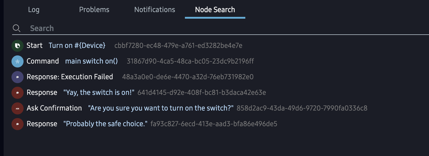 The Node Search tab