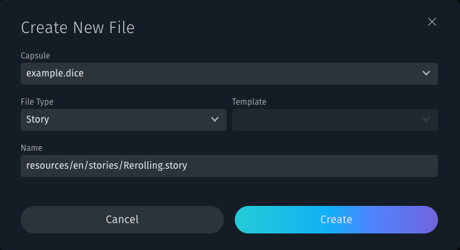 Create New Popup for new Story file