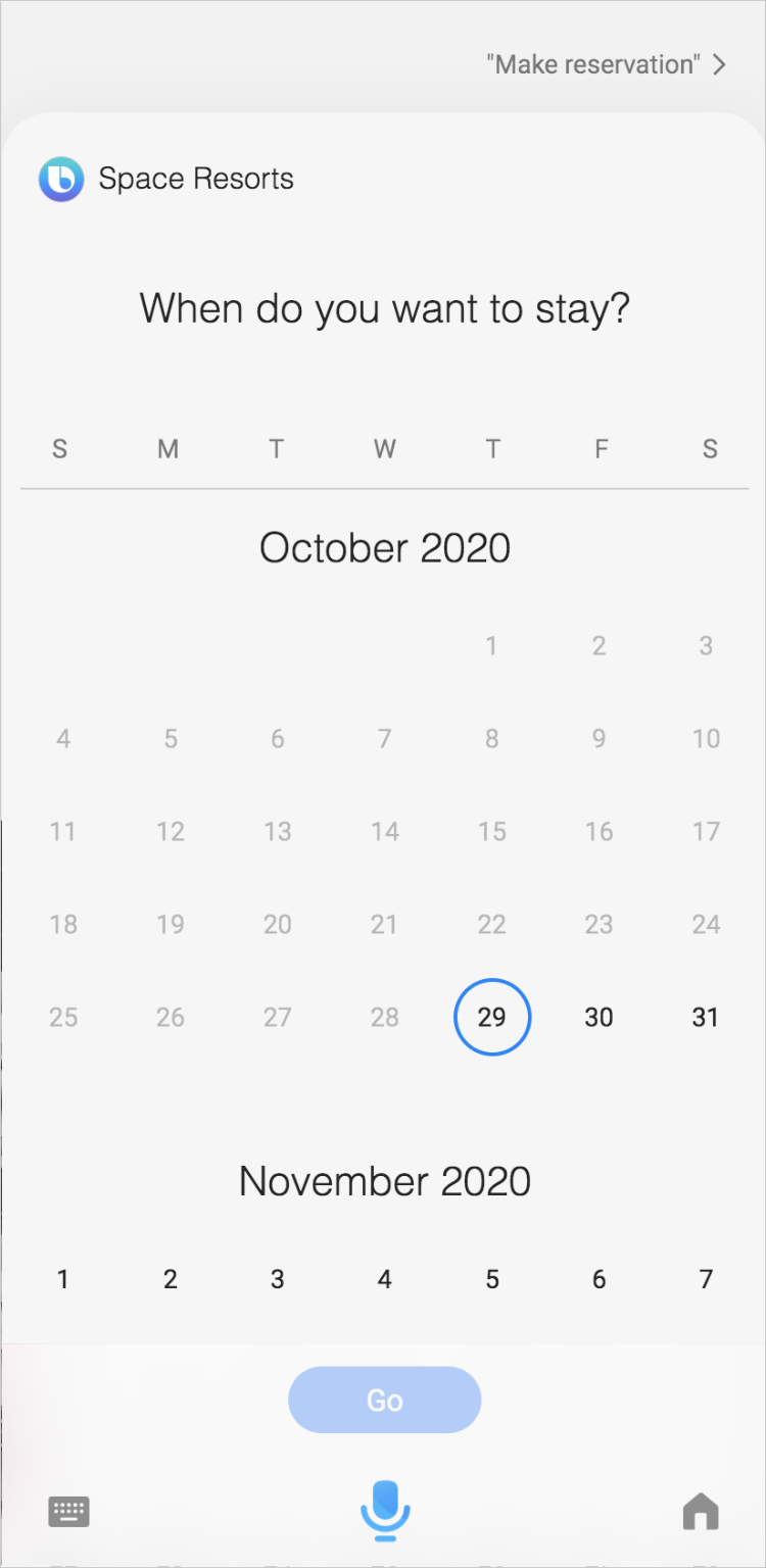 Input View, using a calendar