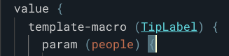 Template Macro line in code, when the clickable macro name